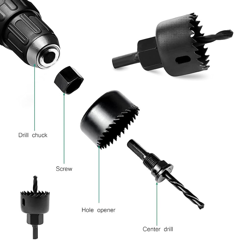 11 sztuk/zestaw zestaw do cięcia otwornic zestaw narzędzi 19-64mm drewno stopy metali okrągłe okrągłe z etui, czarne