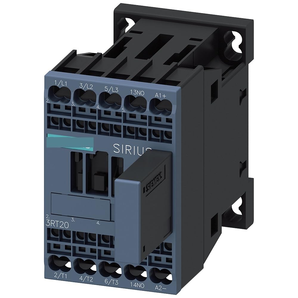 JFQOWCMP Contactor AC-3 12 A/5.5 kW/400V 3-Pole 24V DC 1NO Spring-Loaded Connector 3RT2017-2WB41