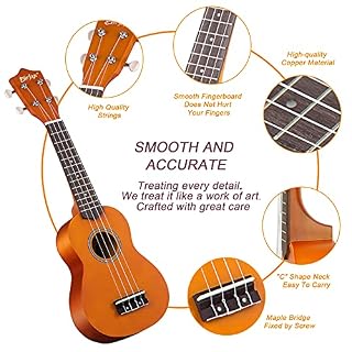 Soprano Ukulele, 21 pouces Ukulélé Hawaïen Kit pour Adulte Enfant avec Yukulele Housse, supplémentaire Cordes, Accordeur… - Les Beatles, Paul McCartney, John Lennon, RIngo Starr, George Harrison Soprano Ukulele, 21 pouces Ukulélé Hawaïen Kit pour Adulte Enfant avec Yukulele Housse, supplémentaire Cordes, Accordeur… – Image 2