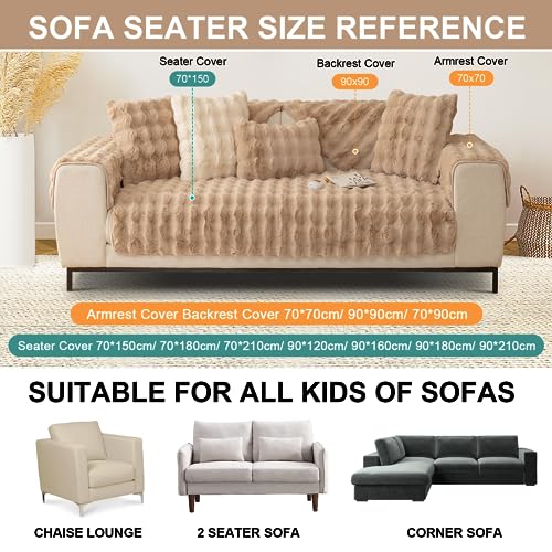 SHANNA Thick Rabbit Plush Sofa Cover 1 2 3 Seater - Image 3