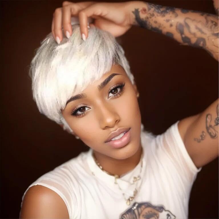 BeiSDWigBeiSD Short Pixie Cut Hair Short Black Hairstyles Synthetic Wigs For Women Heat Resistant Hairpieces Women's Fashion Wigs (BSD7348)