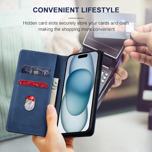 Image of Jasonyu Flip Wallet Case for iPhone 15,Blue