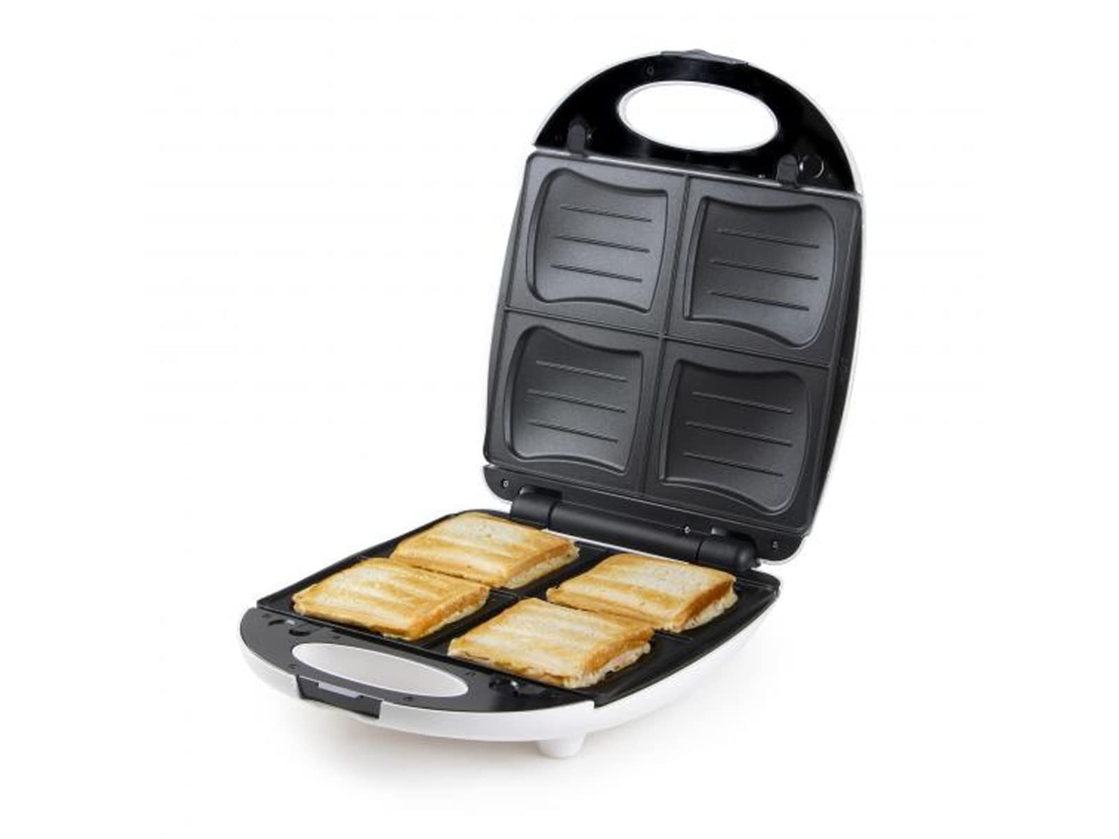Sandwichera XXL 2 en 1, 4 placas de conchas y gofrera, 1200 W