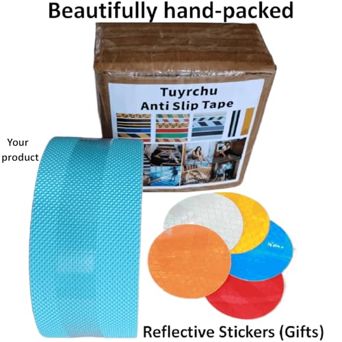 Image of Anti Slip Tape 2 Inch Wide, Waterproof Grip Adhesive Heavy Duty High Traction Friction for Indoor /Outdoor Steps (17 Ft /Light Blue).