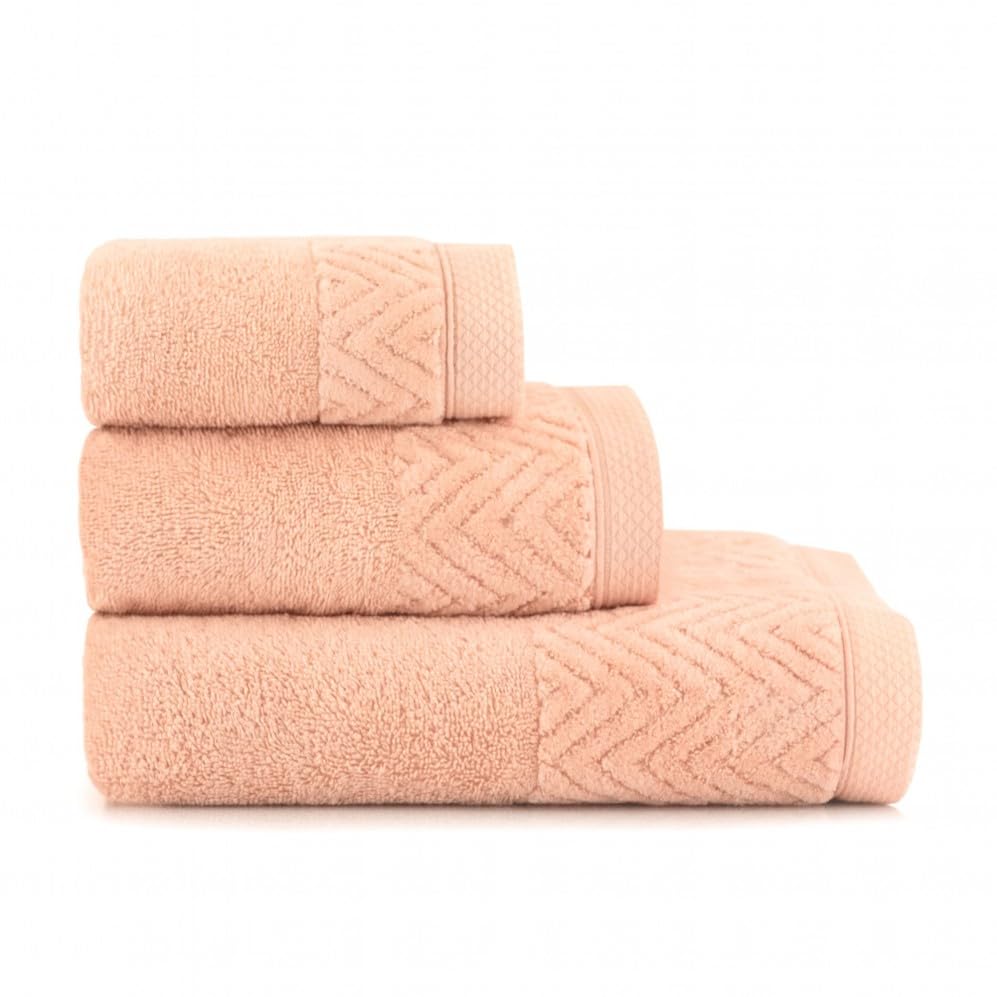 Juego de toallas Zwoltex de alta absorción en algodón egipcio rosa de tres tamaños diferentes