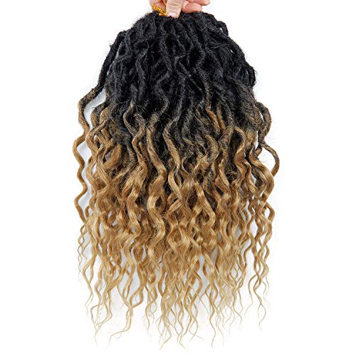 Faux Locs Crochet Hair Pre-looped Short 6Packs 16Inch Goddess Locs Crochet Hair,Locs with Soft Curly Ends Dreadlocks Faux Crochet Locs Synthetic Braids Extensions 72strands(16  , T27)