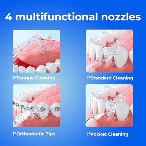 Image of Operan 300ml Cordless Water Dental Flosser, Portable Water Flossers for Teeth, 4 Pulse Modes IPX7 Waterproof Oral Irrigator with 4 Tips, 21 Days Runtime for Travel, Home, Braces, Gum Care, Black+1Pack