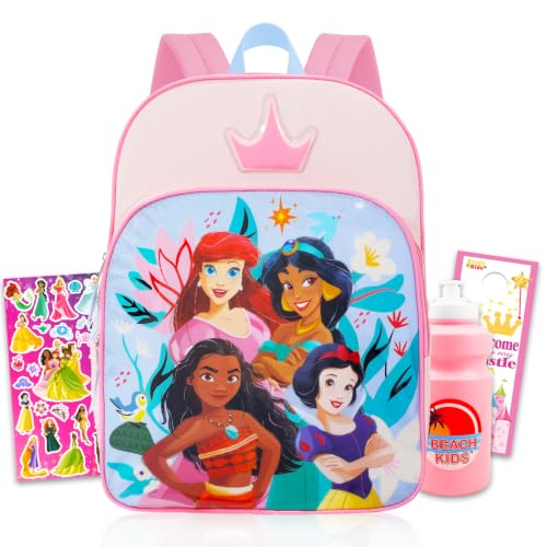 Disney Princess Backpack for Girls School Bundle w/ 16in Bookbag, More