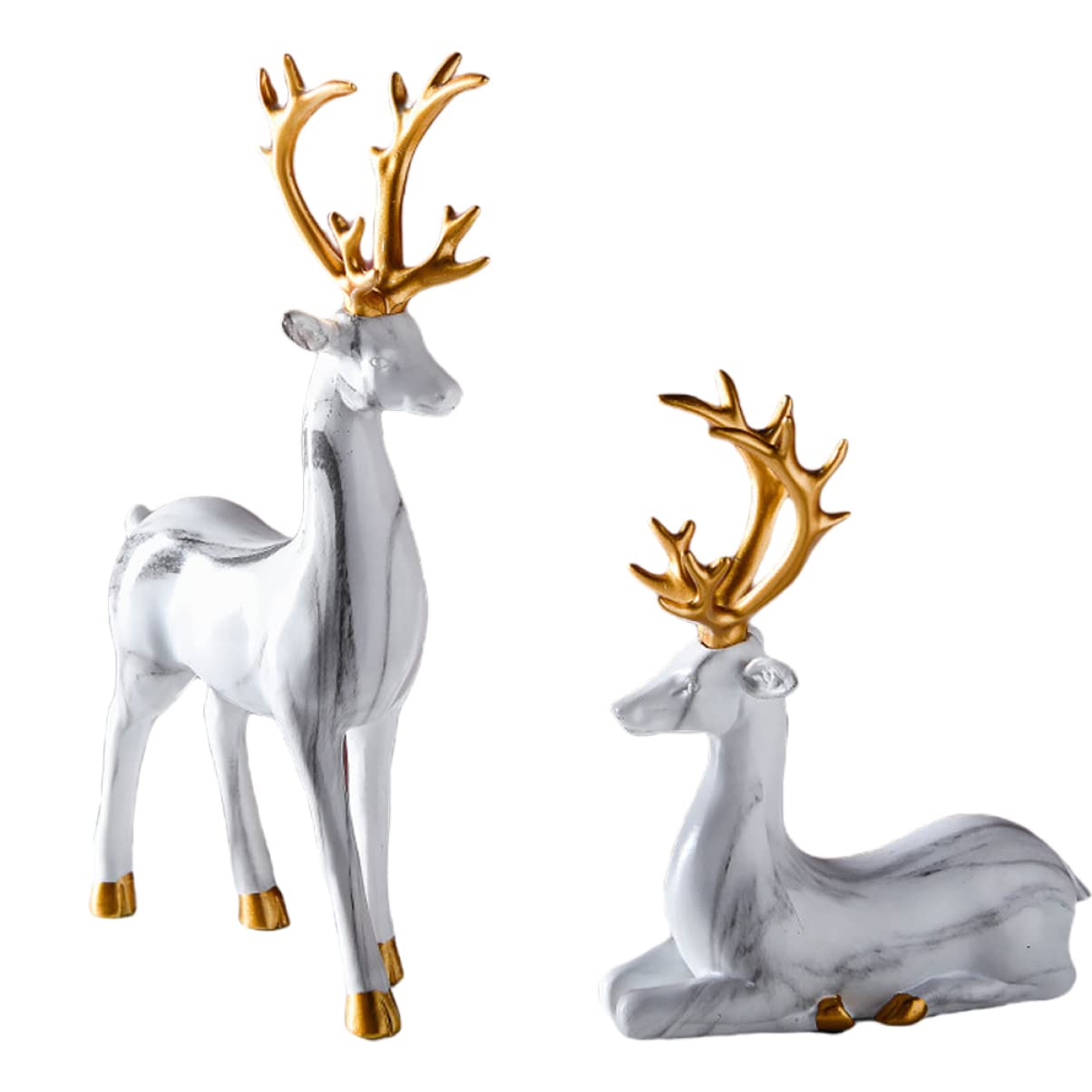 ORFOFE Weißer Elch Statuette aus Kunstharz Tischdekoration mit Einzigartigem Design