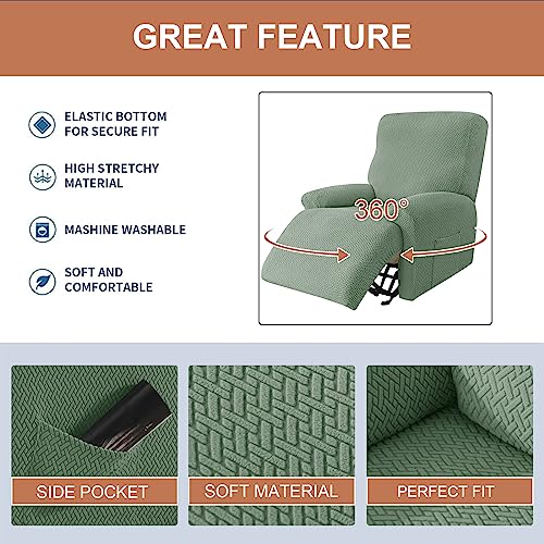 Image of Eco-Ancheng Recliner Slipcovers 4-Pieces Lazyboy Recliner Covers Recliner Couch Covers Recliner Chair Cover Non Slip Reclining Slipcovers with Storage Pockets Furniture Protector for Living Room