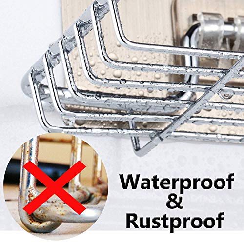Image of Wall Mounted Double Layer soap Dish Holder Stainless Steel Wall Hanging Soap Storage Rack for Kitchen Bathroom-with Self Adhesive Magic Sticker (1, Double Layer soap Dish Holder)
