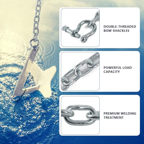 ORLANG Corrente de âncora de aço galvanizado, corrente de âncora de barco de 5/40.6 cm x 1,5 m, corr