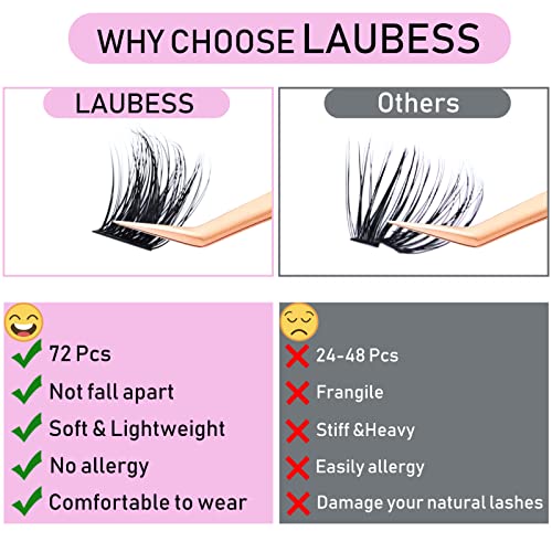 Image of Individual Lashes 72 Cluster Lashes Mixed Tray Volume Eyelash Clusters DIY Lash Extension Kit Soft Lash Clusters Fluffy Mink Cluster Eyelash Extensions (03-0.07C, 9-16mm)