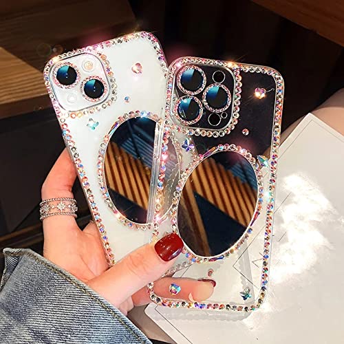 Étui iPhone en silicone transparent BSAPP avec miroir diamant pour modèles 11 à 13 Pro Max