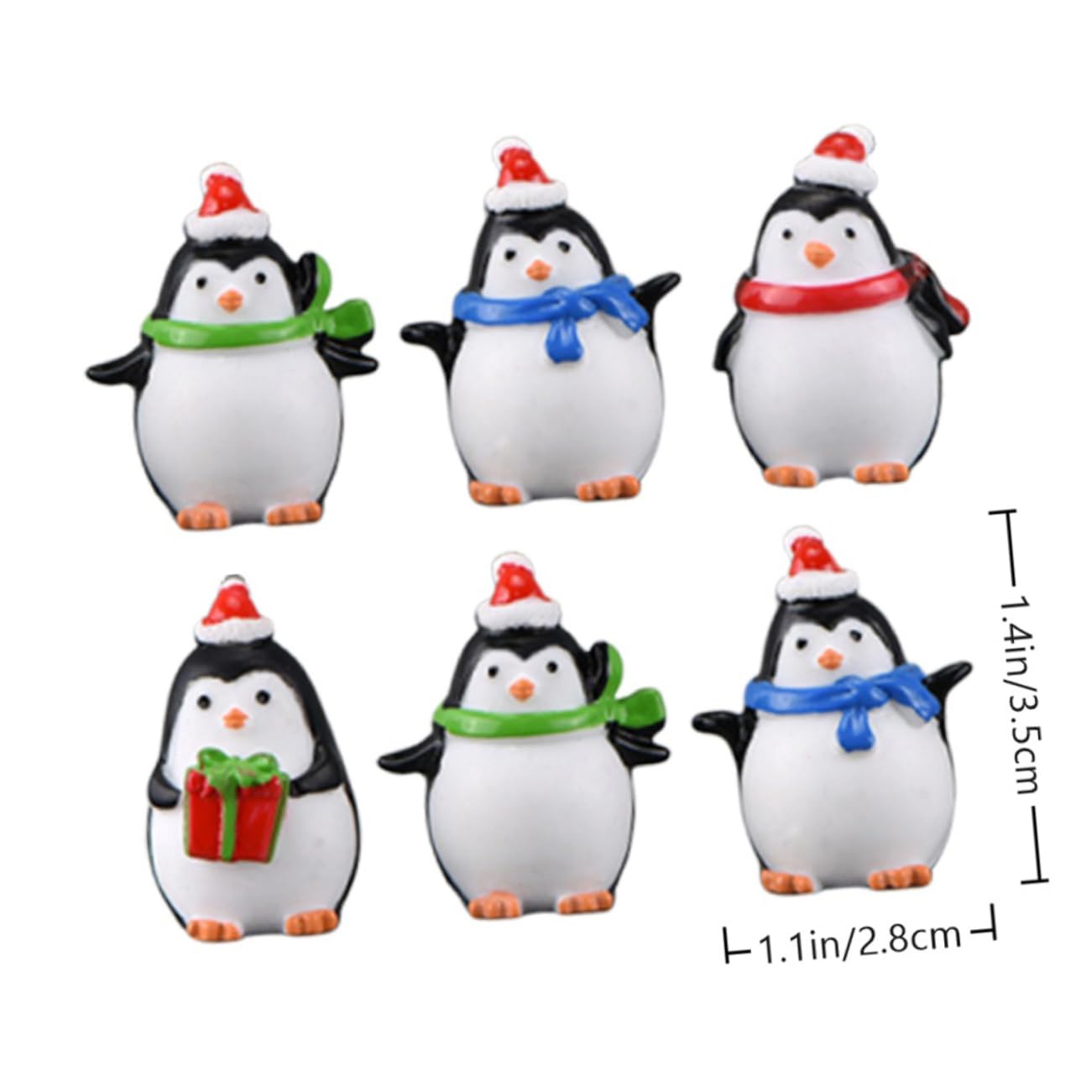 BUTIFULSIC 6pcs Christmas Penguin Resin Ornaments Miniature Penguin Decorations for Home Office Mall Party Desktop Decor Random Style