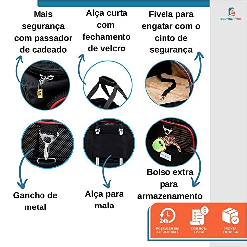 Bolsa Pet Expansível para Transporte em Avião Cães e Gatos Ventilada até 14kg Tela Arejada e Tapete