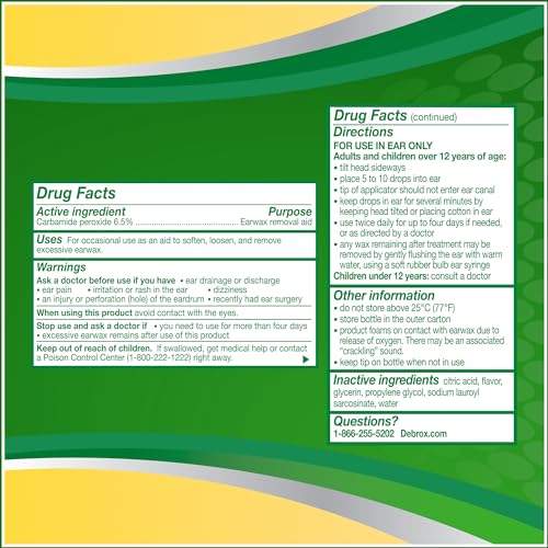 debrox ear wax removal drops gentle microfoam ear wax remover 05 fl oz 2 pack