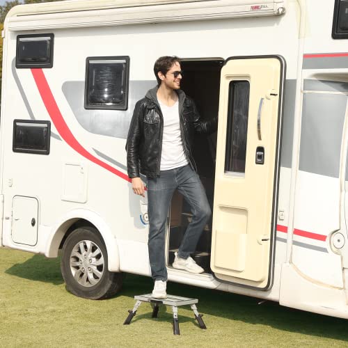 Garfatolrv 19”×14.5” Large Aluminum Rv Steps With Carrying Bag Adjustable Rv Step Stool With Feet Sheaths Rv Step Supports Up To 1500 Lbs #TOP1