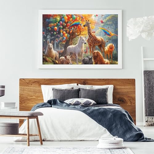 Juego de puzzle 1000 piezas adultos de bosque fantástico y animales cartón 52x38cm 7
