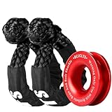 BCJCLTS Synthetic Soft Shackle & Winch Recovery Ring Kit, 1/2'' x 22'' Recovery Soft Shackle(56,000Lbs Breaking Strength), Snatch Recovery Ring for ATV UTV Off-Road Vehicles (Shackles+ Red Ring)