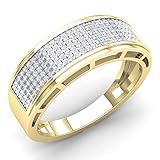 Dazzlingrock Collection 0.40 Carat (Ctw) 10K Round Diamond Men's Hip Hop Anniversary Wedding Band,...
