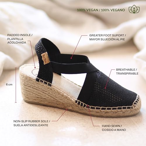 Toni Pons Damen-Espadrille aus Baumwollstoff - Triton - Schwarz, 37 EU