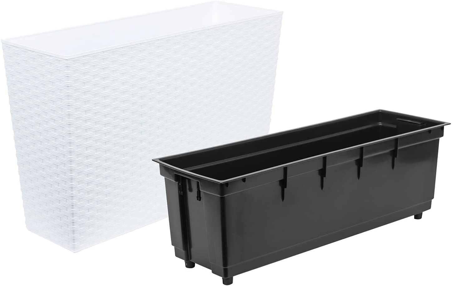 Lamela - werbena Rattan fioriera 19x56x36.5h cm e5 Bianco