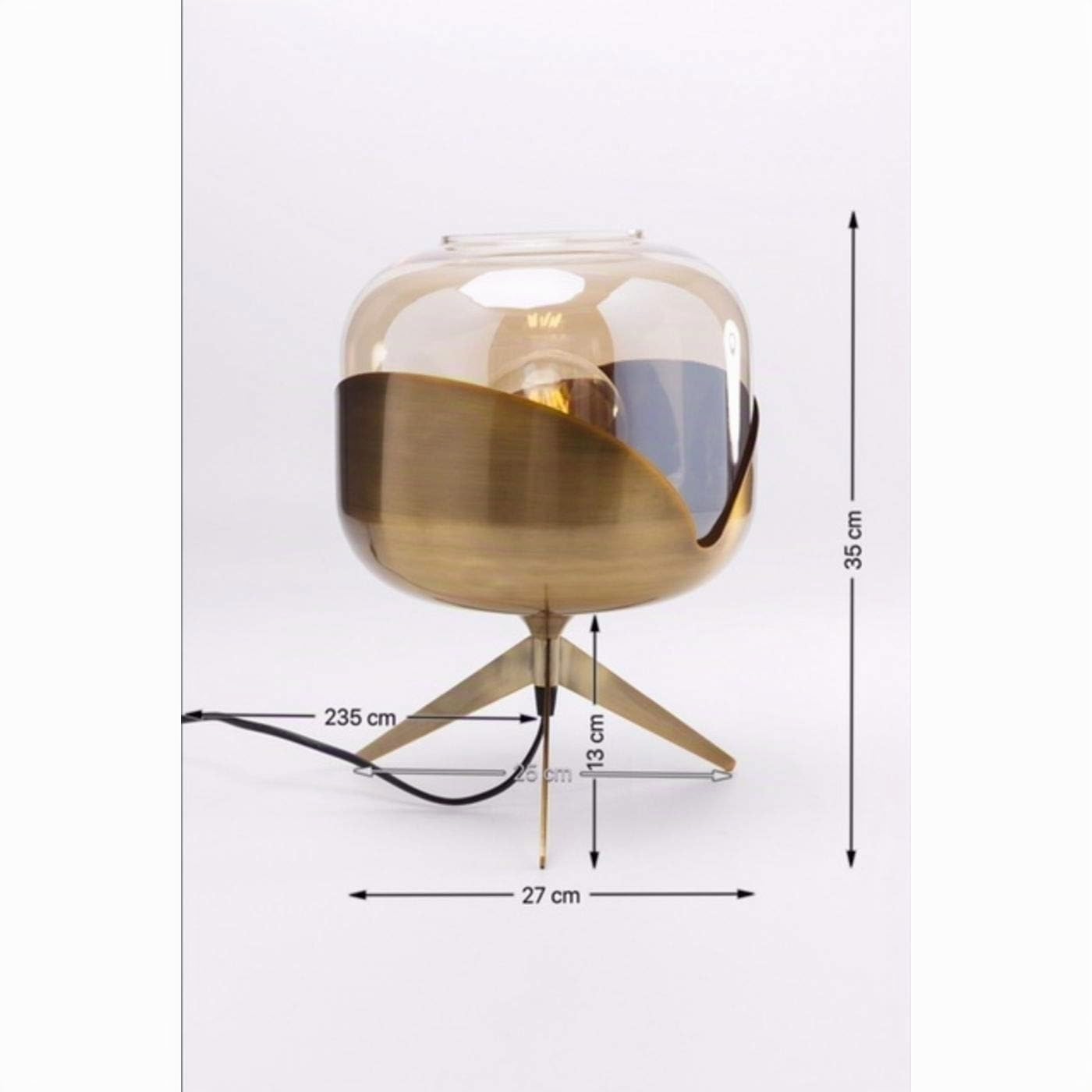 Kare Design lampada da tavolo Golden Goblet Ball, oro/vetro, stile moderno elegante, anni 60, per comodino, illuminazione soggiorno, sala d`attesa, 35x27x27 cm, lampadina non inclusa