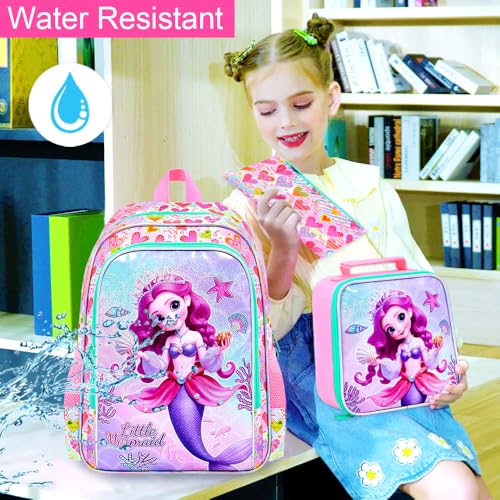 Image of WZLVO 3PCS Kids Backpack for Girls, Unicorn Dinosaur Animal Prechool Elementary Kindergarten School Bookbag with Lunch Box