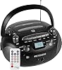 Retekess TR630 Portable CD and Cassette Player, AM FM Radio Boombox, Support Stereo Sound, with Recording, USB Port, MP3 Playback（Black）