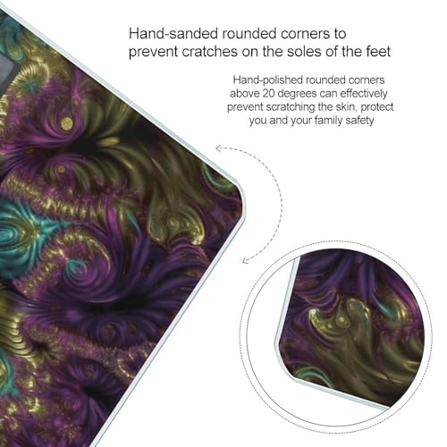 Báscula digital para baño con arte fractal y pantalla LCD brillante miniatura 4