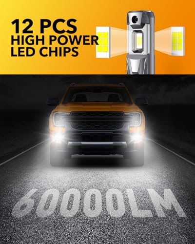 Image of OXILAM H11 LED Light Bulb, 12 Times Ultra-Bright 6500K Cool White, Flicker-Free, 60,000-Hour Lifespan, Plug and Play, IP68 Weather Resistant, H8 H9 Fog Compatible with Cars Trucks SUVs, Pack of 2