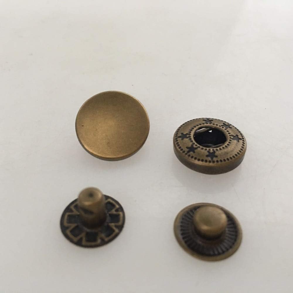 Sewing Buttons 50 x 15mm Silver Antique Brass Snap Fasteners/Popper Press Stud Sewing Leather Button Brass Material High Hand Tool Set - (Color: Silver; Size: 15mm 831)