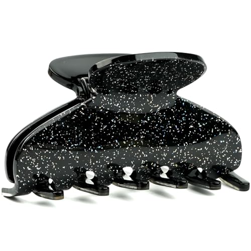 MAORULU Medium Glitter Black Acetate Claw Clips Set