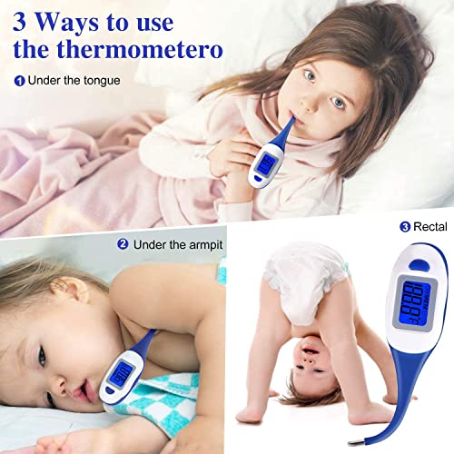 Digital Clinical Thermometer Easy To Read & Monitor Fever Temperature In 10 Seconds Of Rectal, Oral & Armpit Thermometer For Baby, Kids, Adults #TOP6