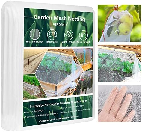 Verdenu Garden Netting, 10x33 FT Ultra Fine Mesh Plant Protection Net, Encrypted Net Cover Barrier for Vegetable, Fruit, Flower, Herb, and Raised Seedling, Away from Insects Bird, Bug