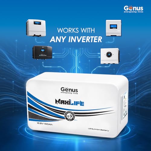 Image of Genus MaxiLife Lithium-Ion 100Ah / 1280Wh 12.8V LiFePO4 Inverter Battery with 12 Years Battery Life for Home & Office with 5 Years Full Warranty