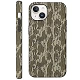CAINAT Aesthetic Cases for iPhone 15, Camo Camouflage Design, Hard Hybrid 2-Layer Protective Cover for Women Girls