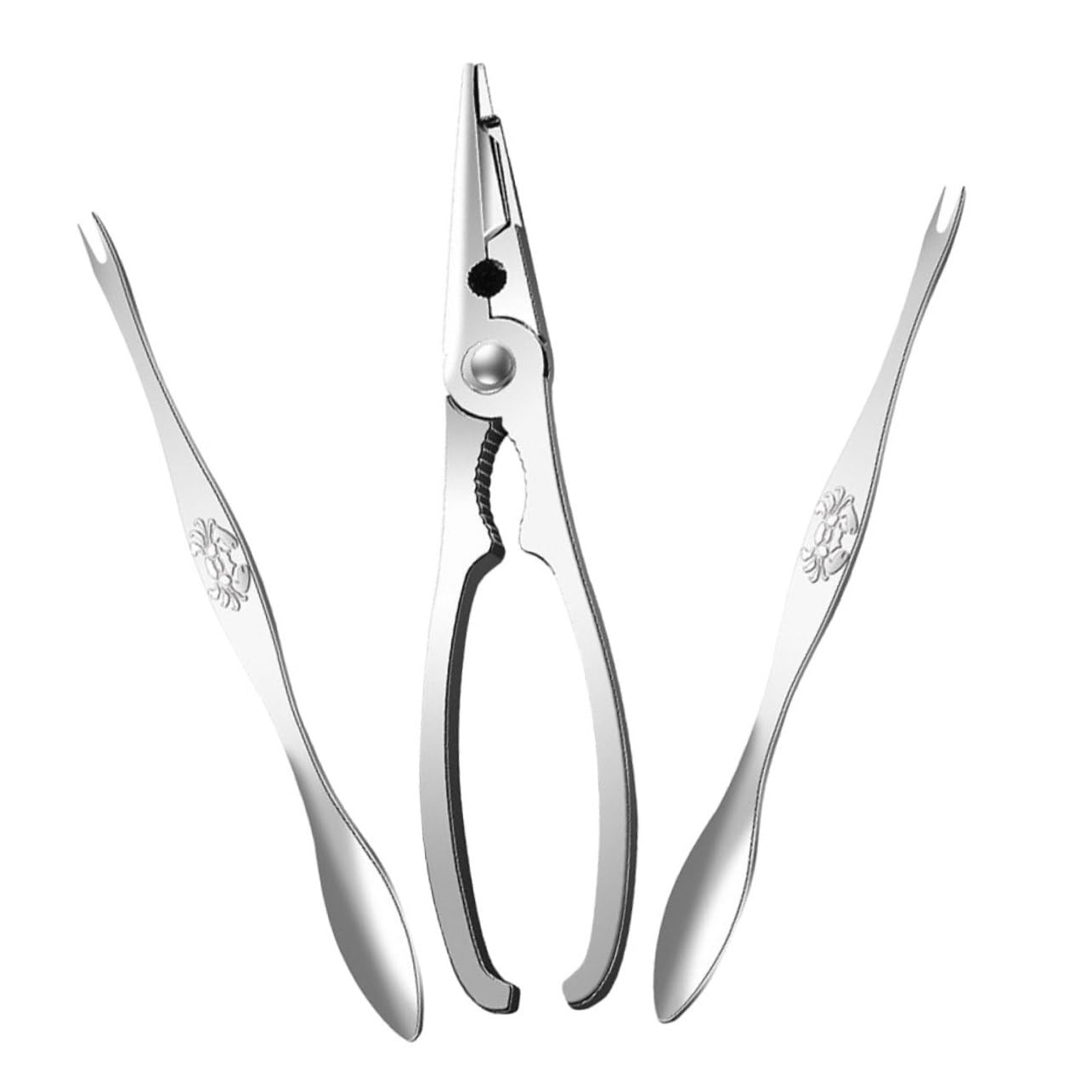 Cabilock 3 Juegos Tenazas De Cangrejo Herramientas para Patas De Cangrejo Suministros para Fiestas De Hervir Mariscos Galletas De Marisco y Herramientas Silver Acero Inoxidable
