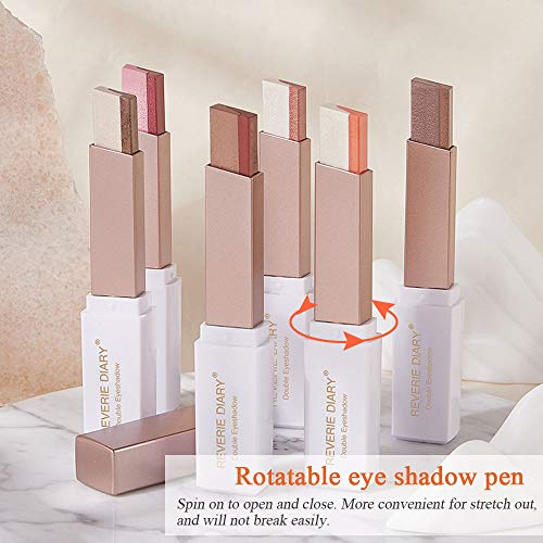 Wensunnie 12 Colors Eyeshadow Stick (2Nd Gen Upgraded Rotation), Double Colors Eye Shadow Stick Matte Glitter Shimmer Eyeshadow Gradient Makeup Sticks Waterproof #TOP2