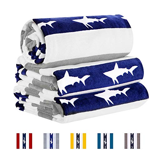 CABANANA Large Oversized Beach Towel - Velour Cotton Print 35 x 70 Inch