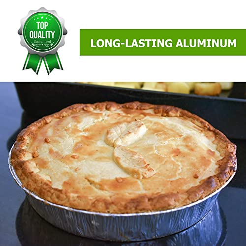 9-Inch Aluminum-Foil Pie Pans With Lid – Round Disposable Heavy Duty Pans For Storing, Tart Baking, Reheating And Serving – Oven & Freezer Safe - Made In Usa (Pack Of 20) #TOP6