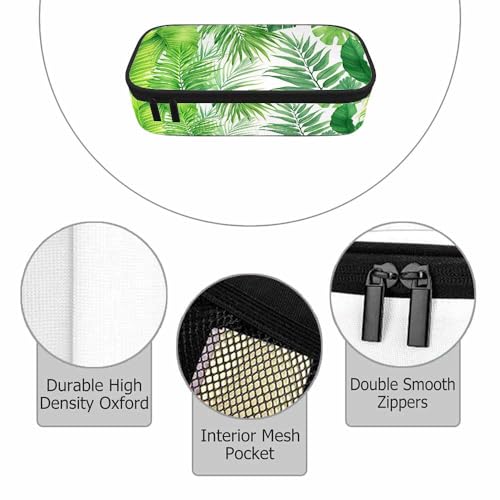 Image of Palm Leaves Pencil Case Green Tropical Plant Pencil Bag Pen Markers Pouch Holder Organizer for Boy Girl School Students
