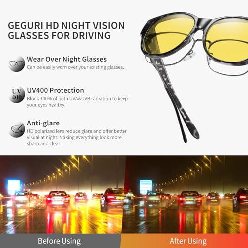 Image of GEGURI Polarized Sunglasses Fit Over Glasses for Men Women, Oversized Square Sun Glasses UV400 Protection Shades