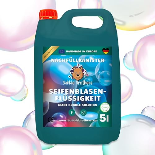 Bubble Brothers 5L Seifenblasenflüssigkeit für Riesenseifenblasen & Seifenblasen Premium Nachfüllkanister für Kindergeburtstag & Outdoor Spaß XXL unplatzbare Seifenblasen
