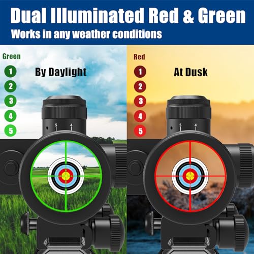 UUQ 2.5-10x40 Rifle Scope with Red/Green Illuminated Mil-dot with Red/Green Laser Combo-Green Lens Color,Tactical Scope for Gun Air Hunting,Free 20/11mm Mounts