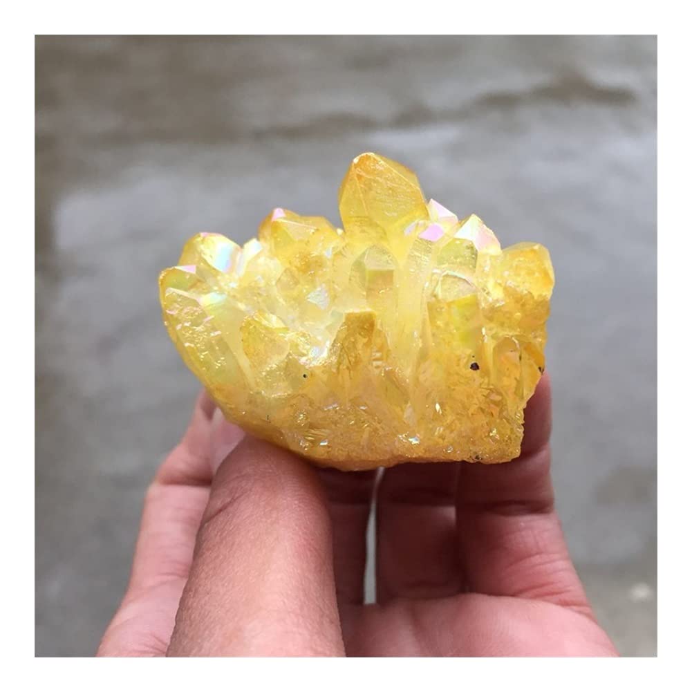 Cristal de roche jaune électrolytique, grappe de pierres précieuses d'exception