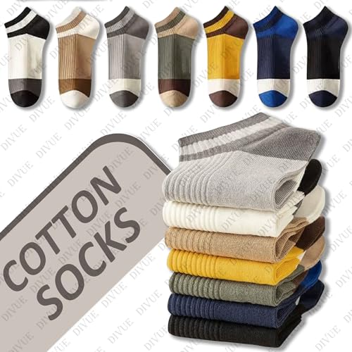 Image of DIVUE Ankle Length Socks for Men & Women | 7 Pair Multi Color Combo Pack | Cotton Rich, Breathable, Sweat Absorbent, Anti Odor, Stretchable, Durable, Multipurpose Sports, Gym & Casual Use Socks