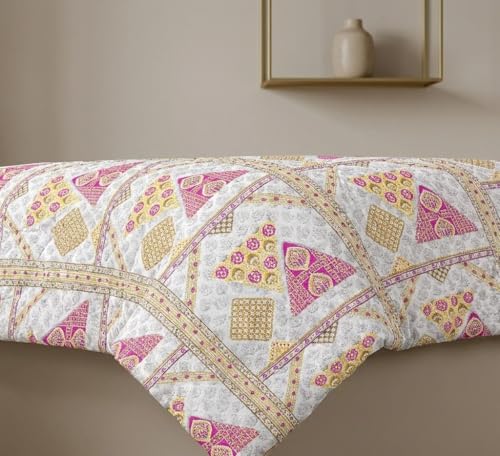 Image of FRESH FROM LOOM Cotton King Size Bedsheet 108x108 Super King, 100% Pure Cotton Bed Sheet with 2 Pillow Covers, 240 TC Soft Breathable | Perfect for Home Decor, PurplePink, Size- 108x108 inch