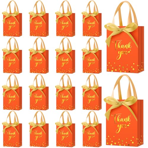 Kolldenn 36 Pack Small Thank You Gift Bags with Handles,Orange